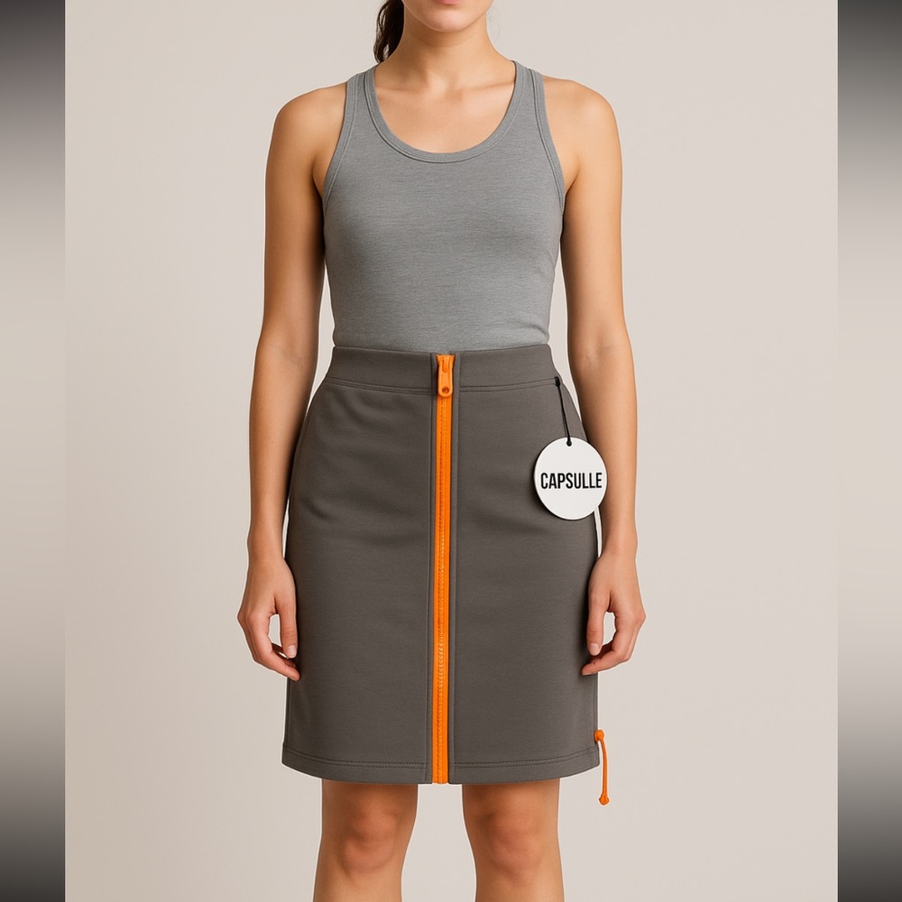Capsulle Jacket with Orange Zipper women’s skirt